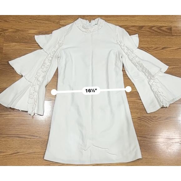 Alexis Tiered flared long sleeves London mini ivory Dress XS - Picture 6 of 11